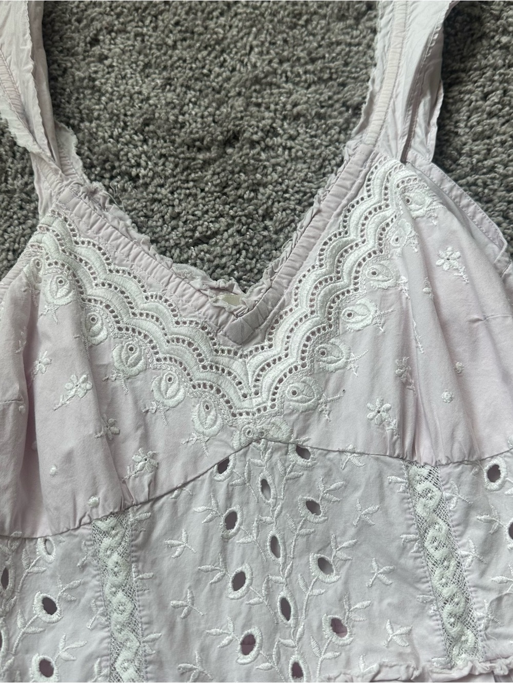 LoveShackFancy Pale Pink Eyelet Cotton Mini Dress - Picture 4 of 6